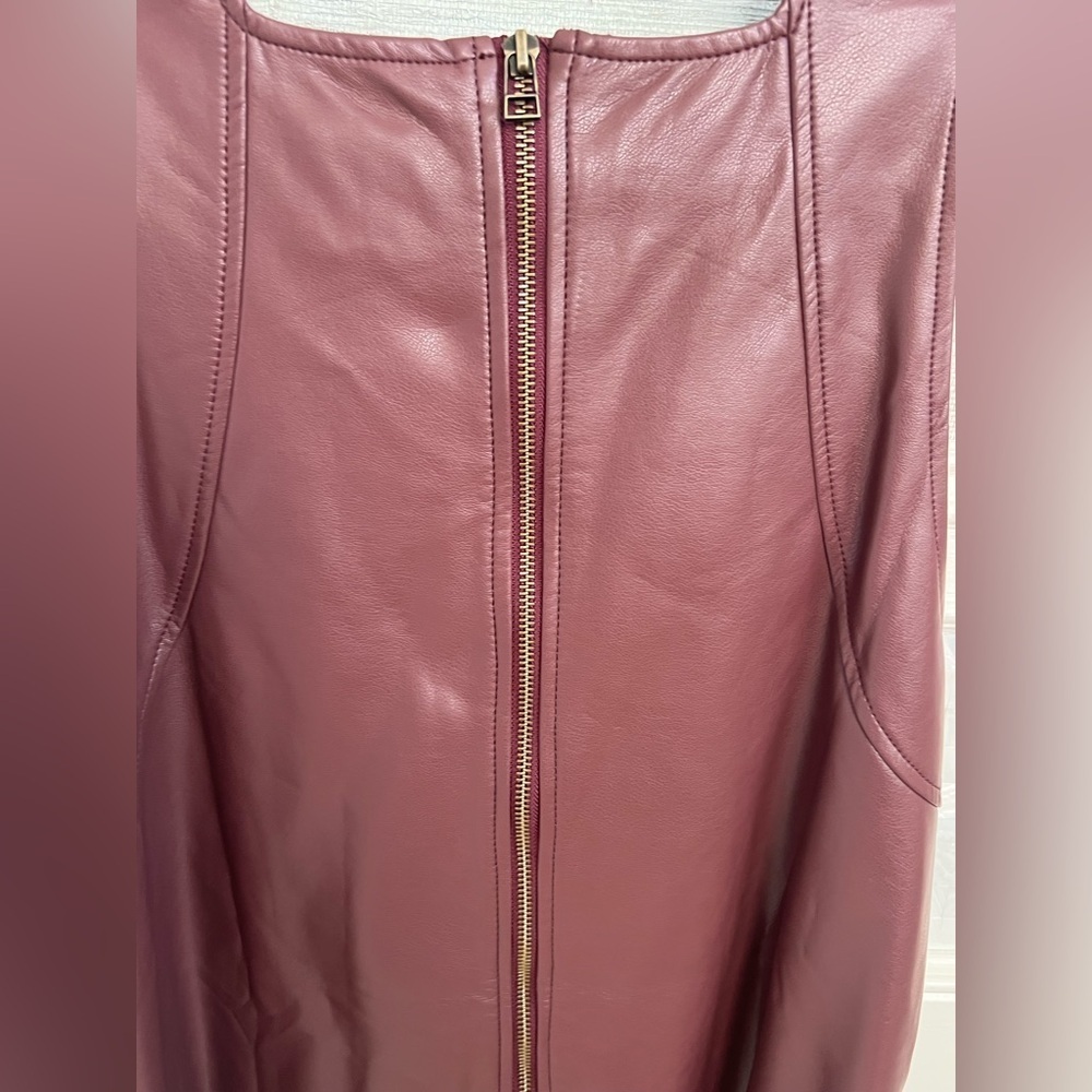 NWT new large Anthropologie Maeve faux leather sleeveless shift mini dress brown - Picture 11 of 17